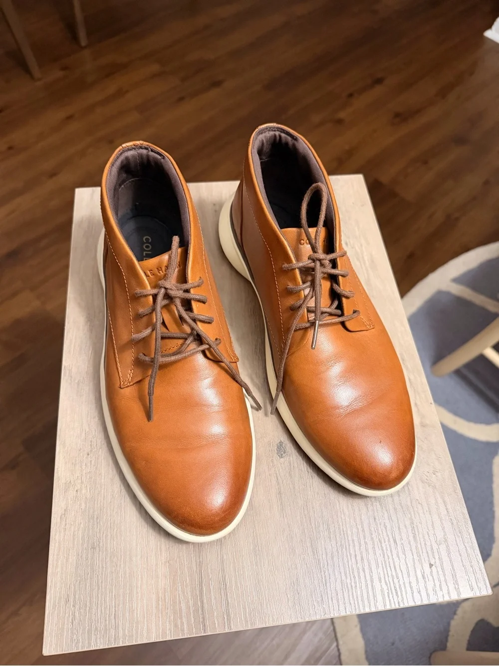 Cole Haan Men’s Leather Lace-Up Loafers in Tan and White